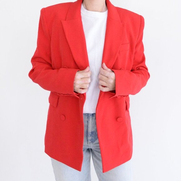 Generation Love New York Red Arielle Crepe Red Double Breasted Blazer XL - Picture 2 of 13